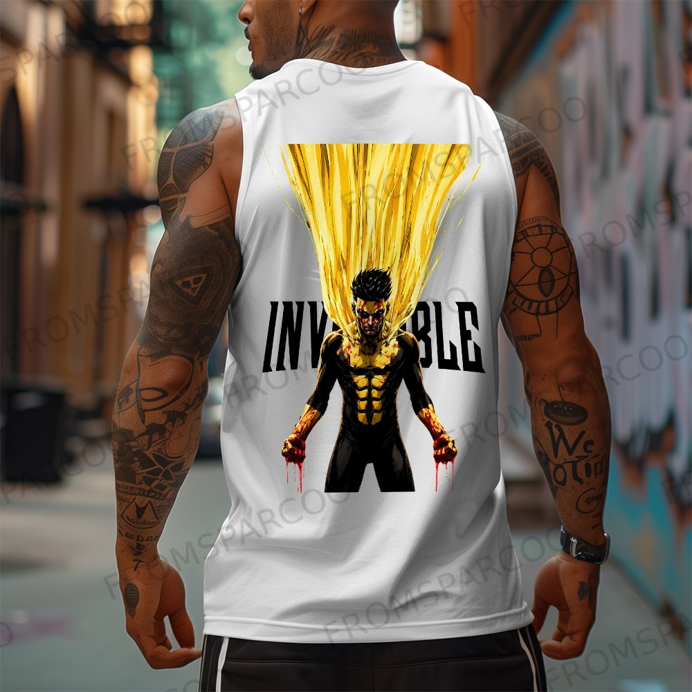 Oversized Anime Print Gym Tank Top