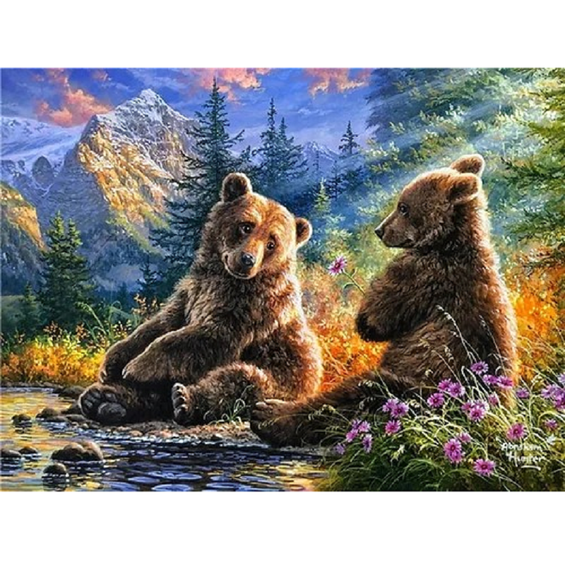 Diamond Painting - Full Square - forest brown bear (50*40CM)  James Yang