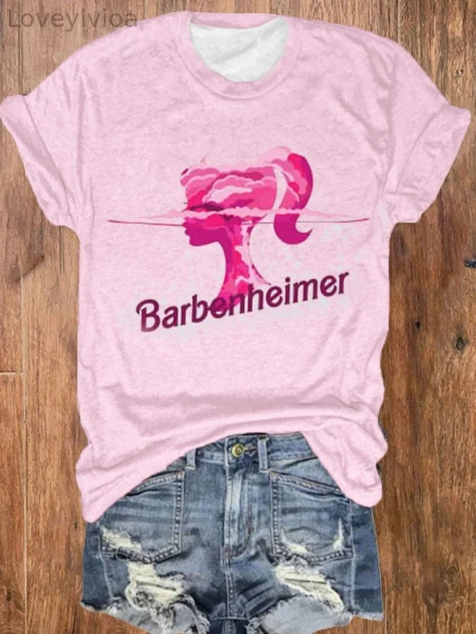 Women's Barbenheimer Print Casual T-Shirt