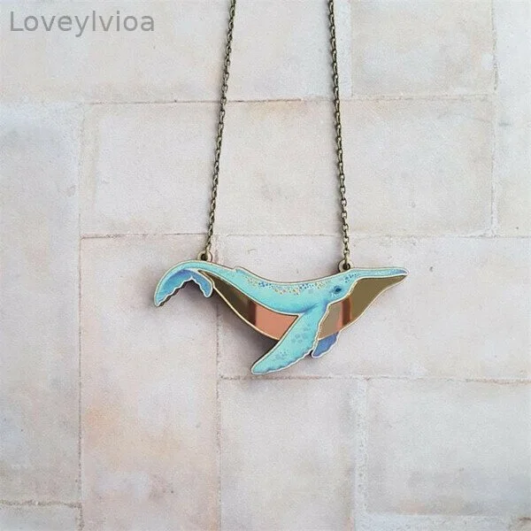 Golden Belly Ocean Whale Pendant Necklace