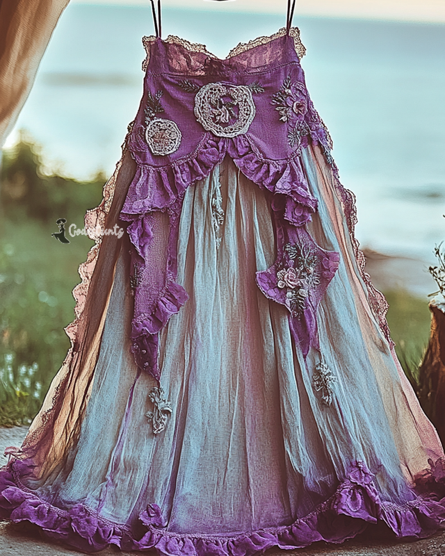 Summer Vacation Ruffle  Lace Patchwork Skirt ccdb 7f81