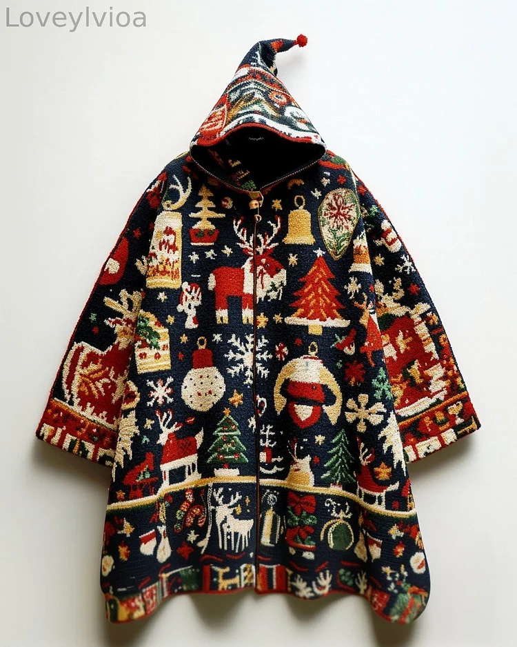 Women's Christmas Print Hooded Robe
