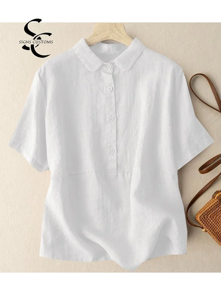 Women's Casual Cotton And Linen Shirt