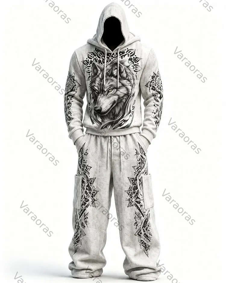 Men's Fashion Contrast Colo  Embroidered Hoodie & Pants Two-Piece Set 2101