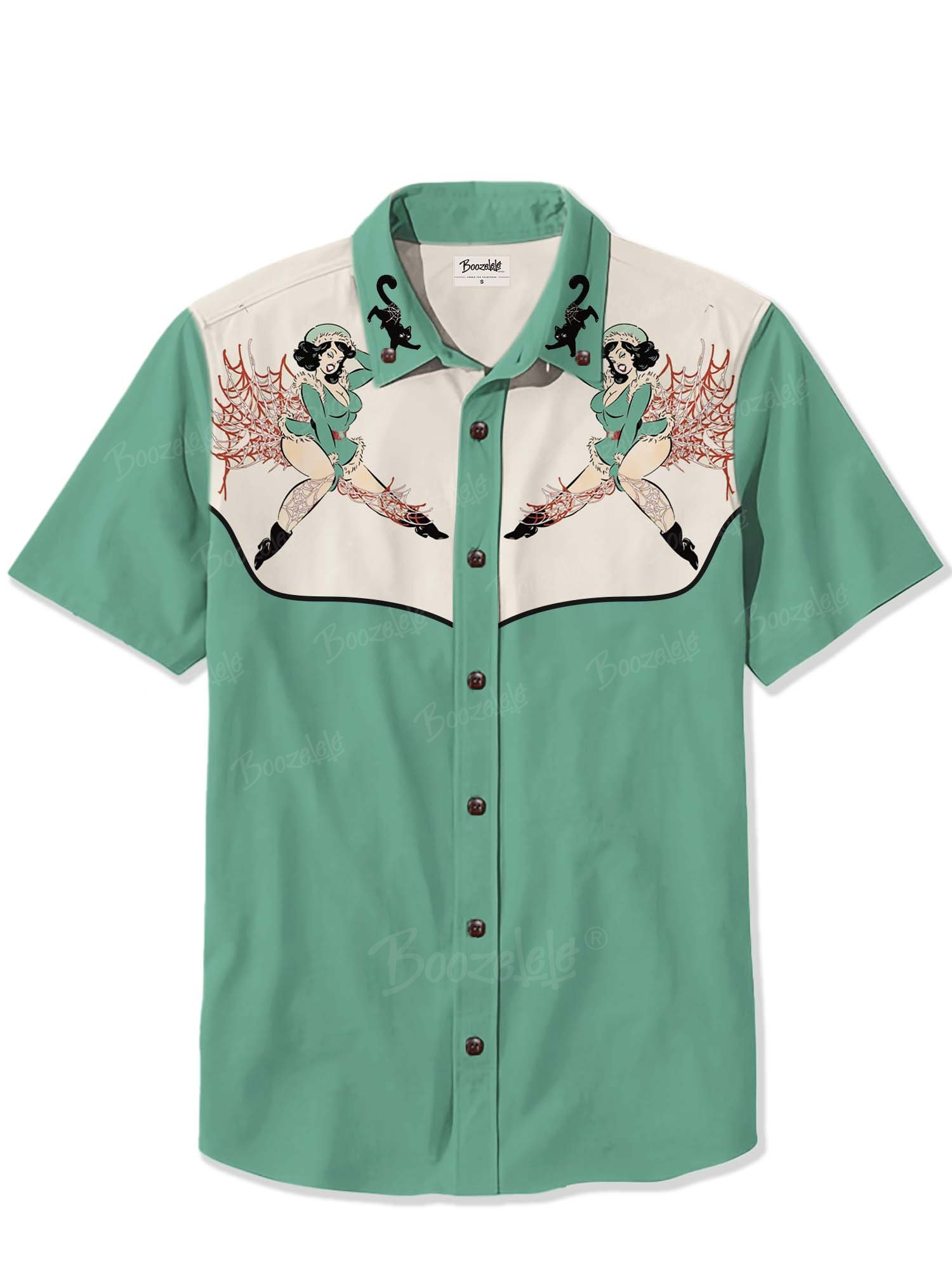 Sexy Spier Girl And Black Cat - 100% Cotton Shirt