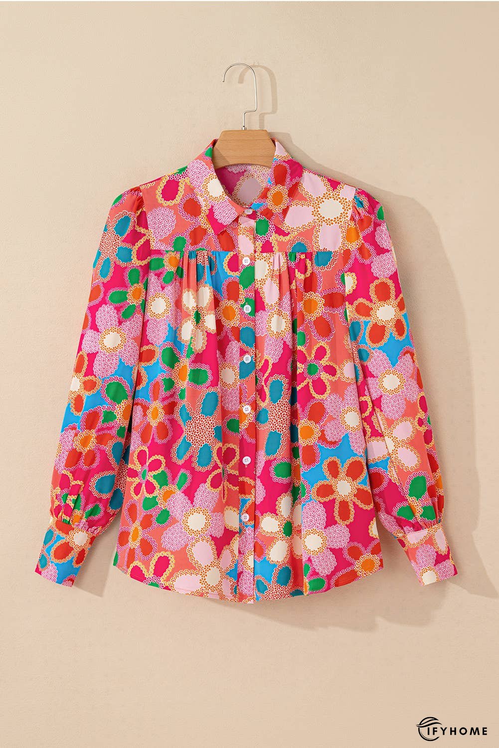 Floral Print Bubble Sleeve Shirt | IFYHOME