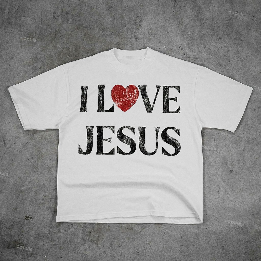 Sopula “I Love Jesus” Print Cotton T-Shirt