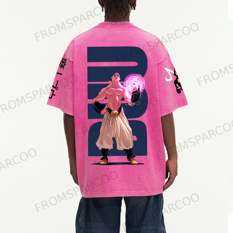 Retro Washed Anime Print T-Shirt