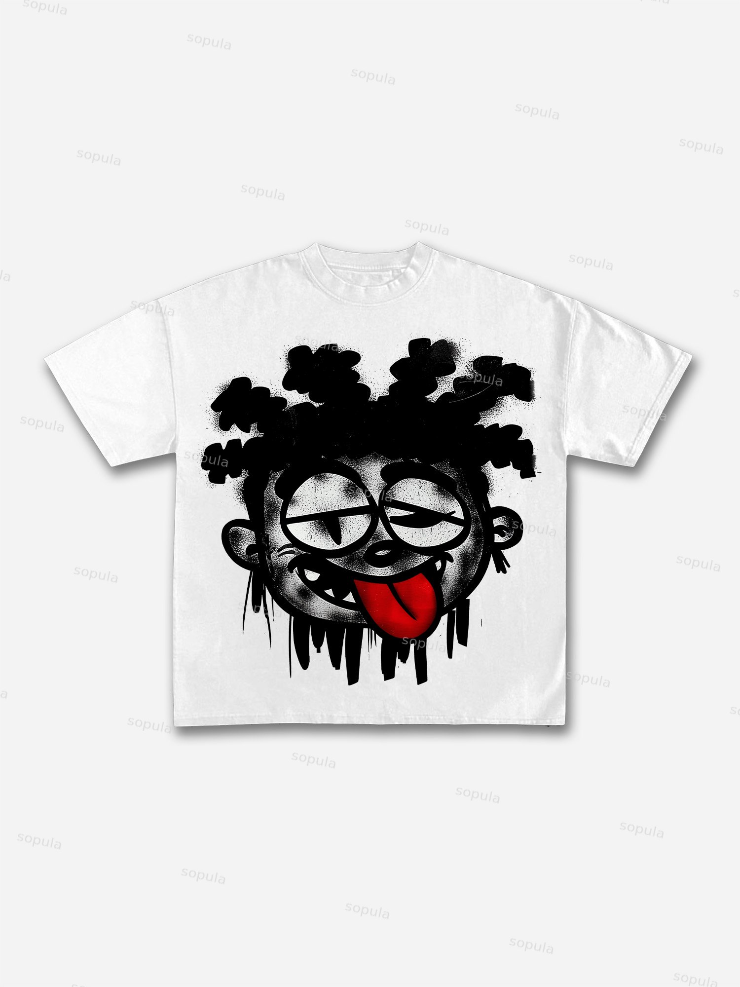 Vintage Big Face Graphic Cotton T-shirt
