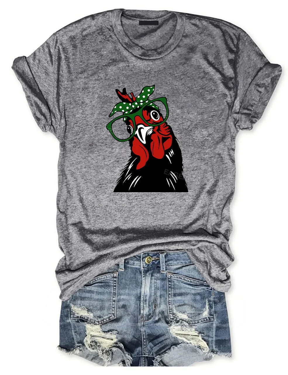 Eagerlys Chicken With Bandana Glasses T-Shirt Eagerlys