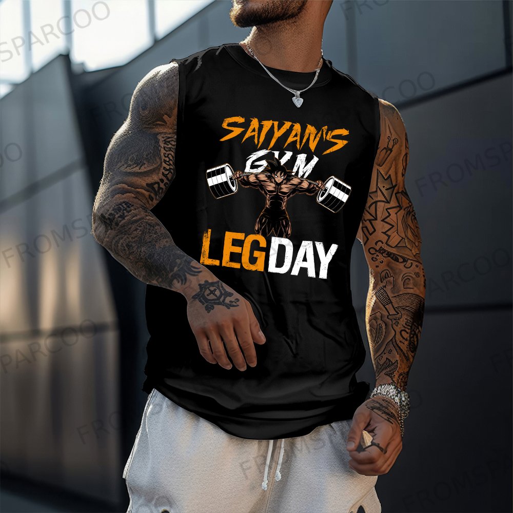 Men's Casual Dragon Ball Anime Printed Fitness Tank Top
