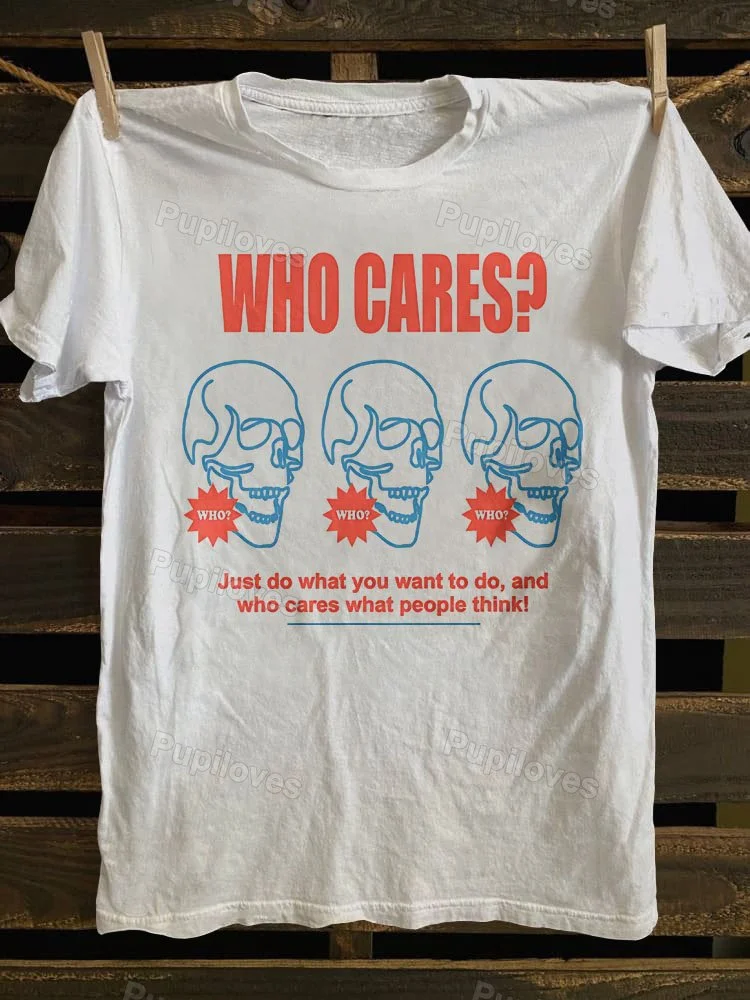 Pupiloves Pupiloves Who Cares Skull T-shirt