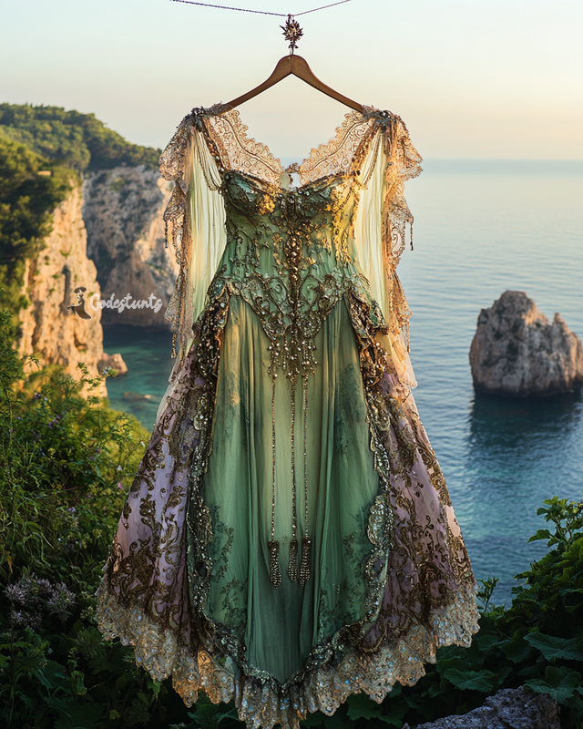 Summer Holiday Ruffle Lace Contrast Dress c79b