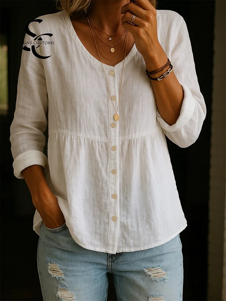 Women's Linen And Cotton Shirt