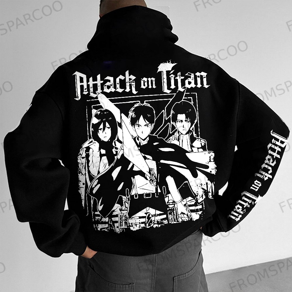 Unisex Oversized Attack on Titan Anime Print Hoodie