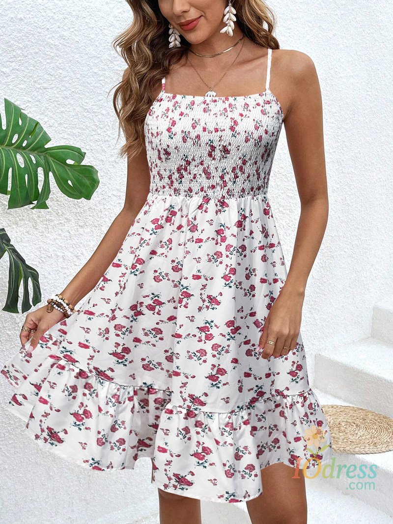 IO Dress Dresses for Women Fashion Summer Spaghetti Strap Women Dress Print A-LINE Short Dress Women Vestidos De Verano Mujer 2025