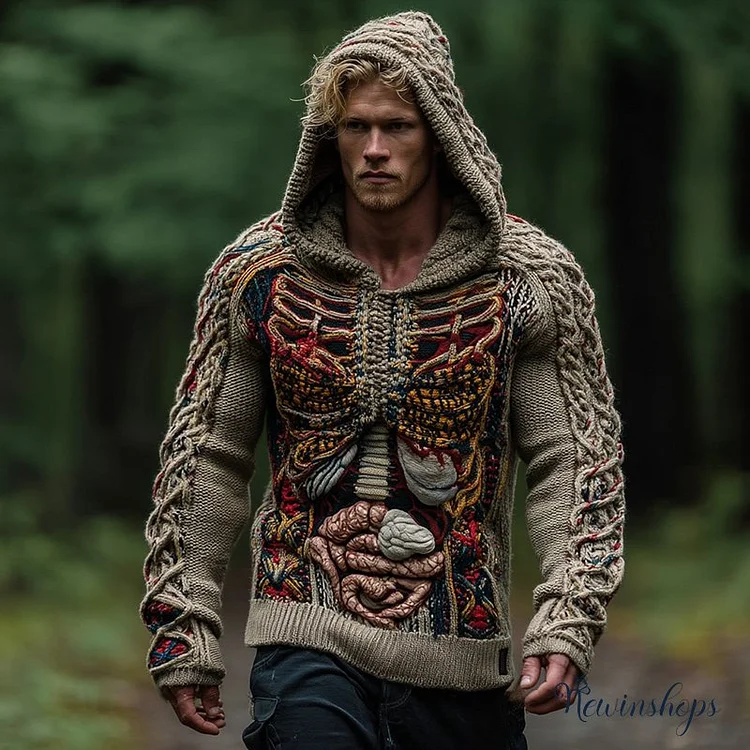 Classic  Halloween Anatomy Art Chunky Knitted Sweater