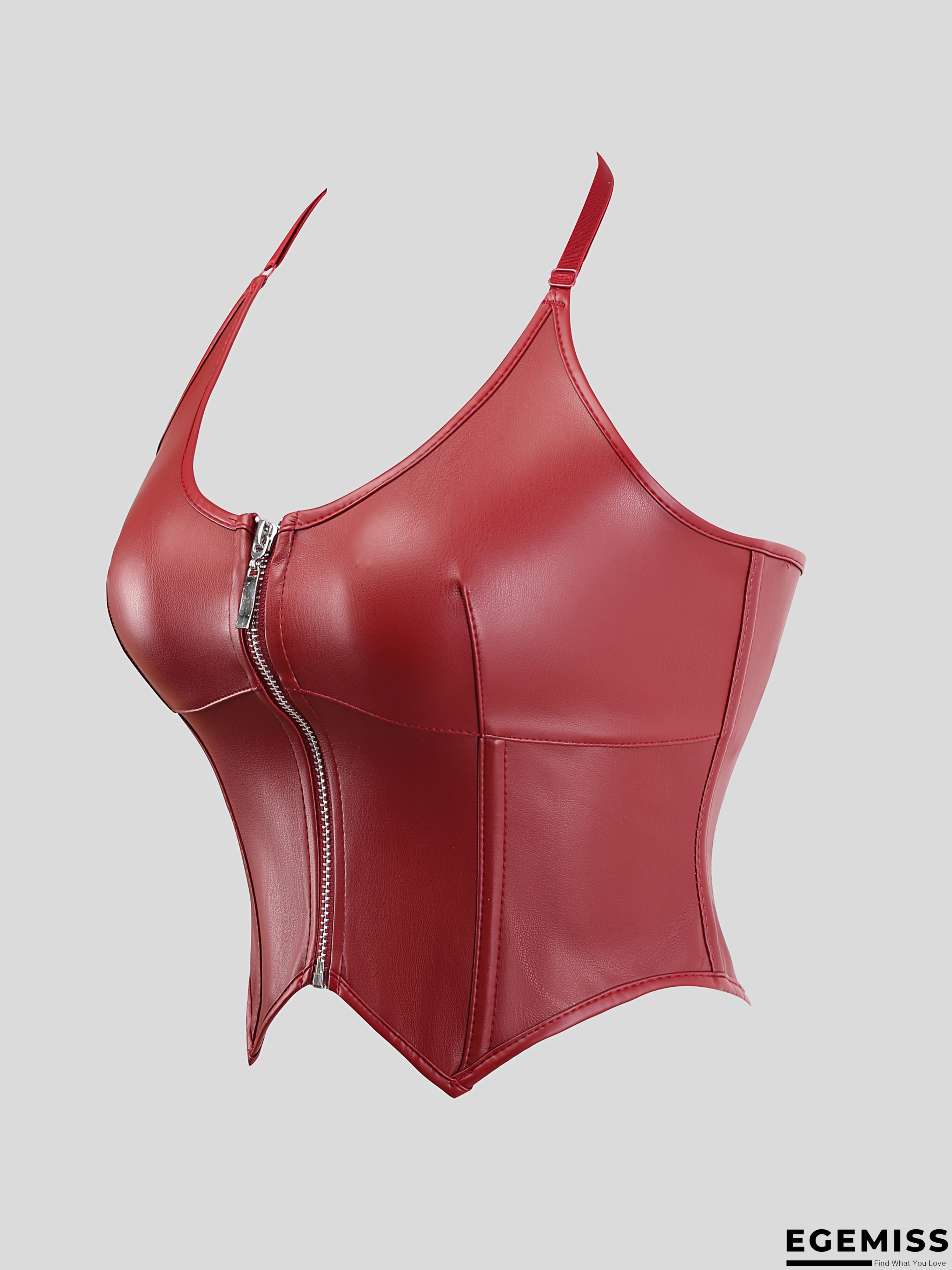 Women's Punk halter neck top - Adjustable backless cincher with front zipper, form-fitting party & night-out Shirt for Women, Gothic event Outfits (Hand Washable) | EGEMISS