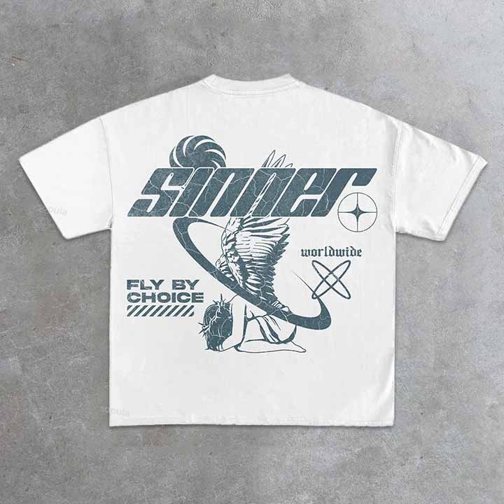 Vintage Fly By Choice Club 100 Graphic 100% Cotton Short Sleeve T-shirt