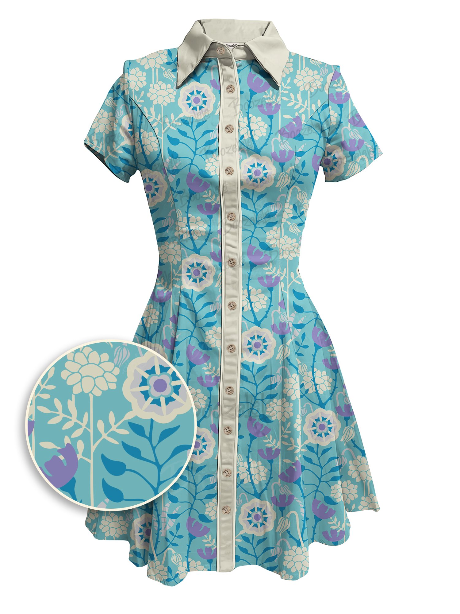【Jackie Tahara X Boozelele】Marvelous Meadow Blue- 100% Cotton Dress