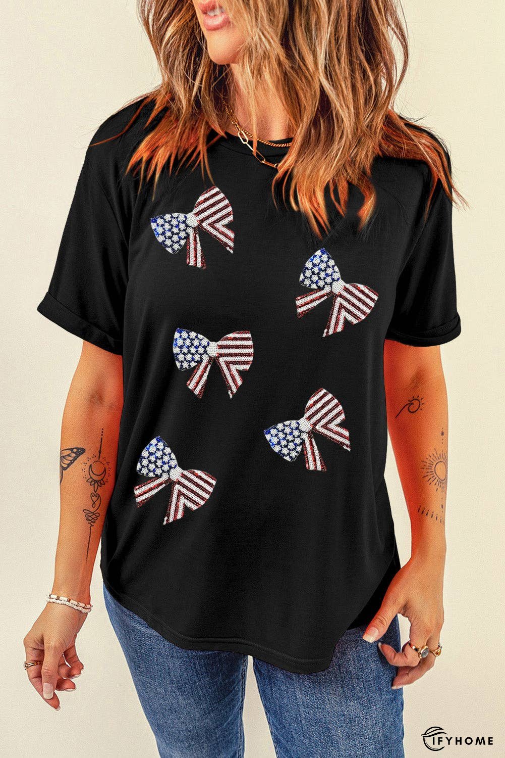 US Flag Round Neck Short Sleeve T-Shirt | IFYHOME
