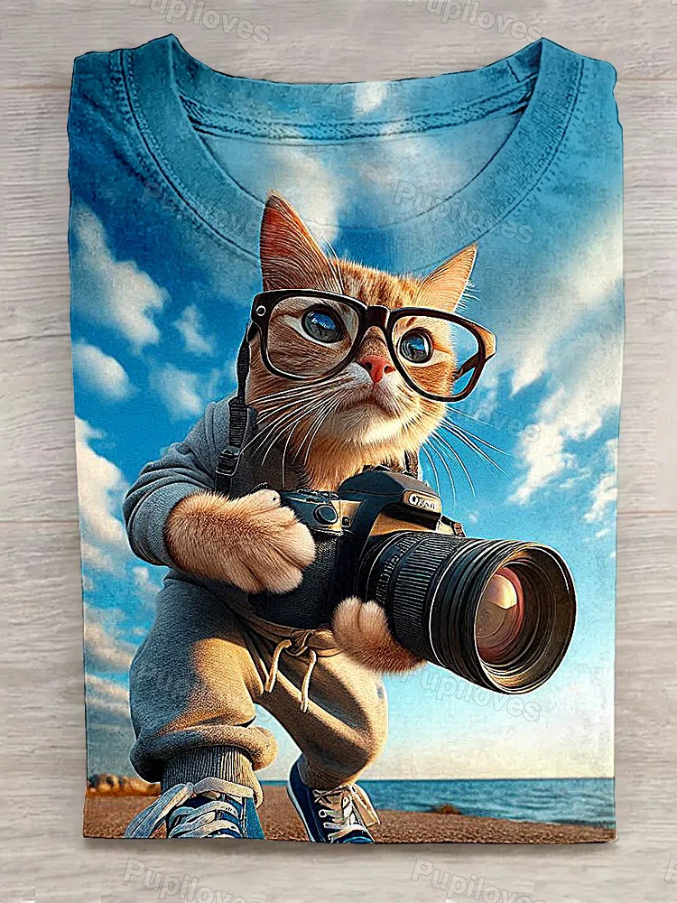 Pupiloves Pupiloves Cat Field Photographer-2 T-shirt