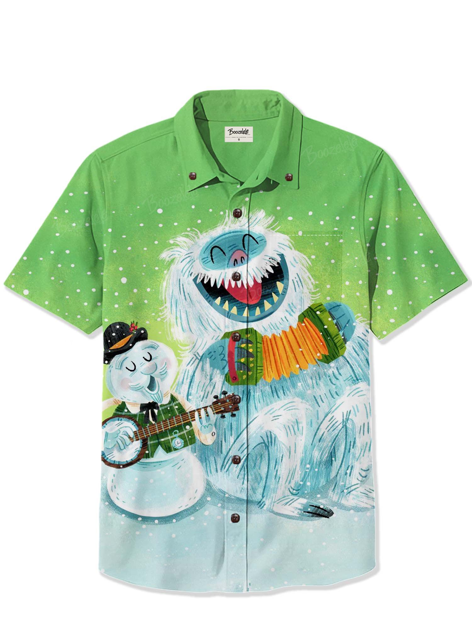 Christmas Banjo-Playing Snowman And Yeti Monster - 100% Cotton Shirt