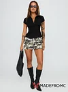 Voltage Denim Mini Skirt Camouflage