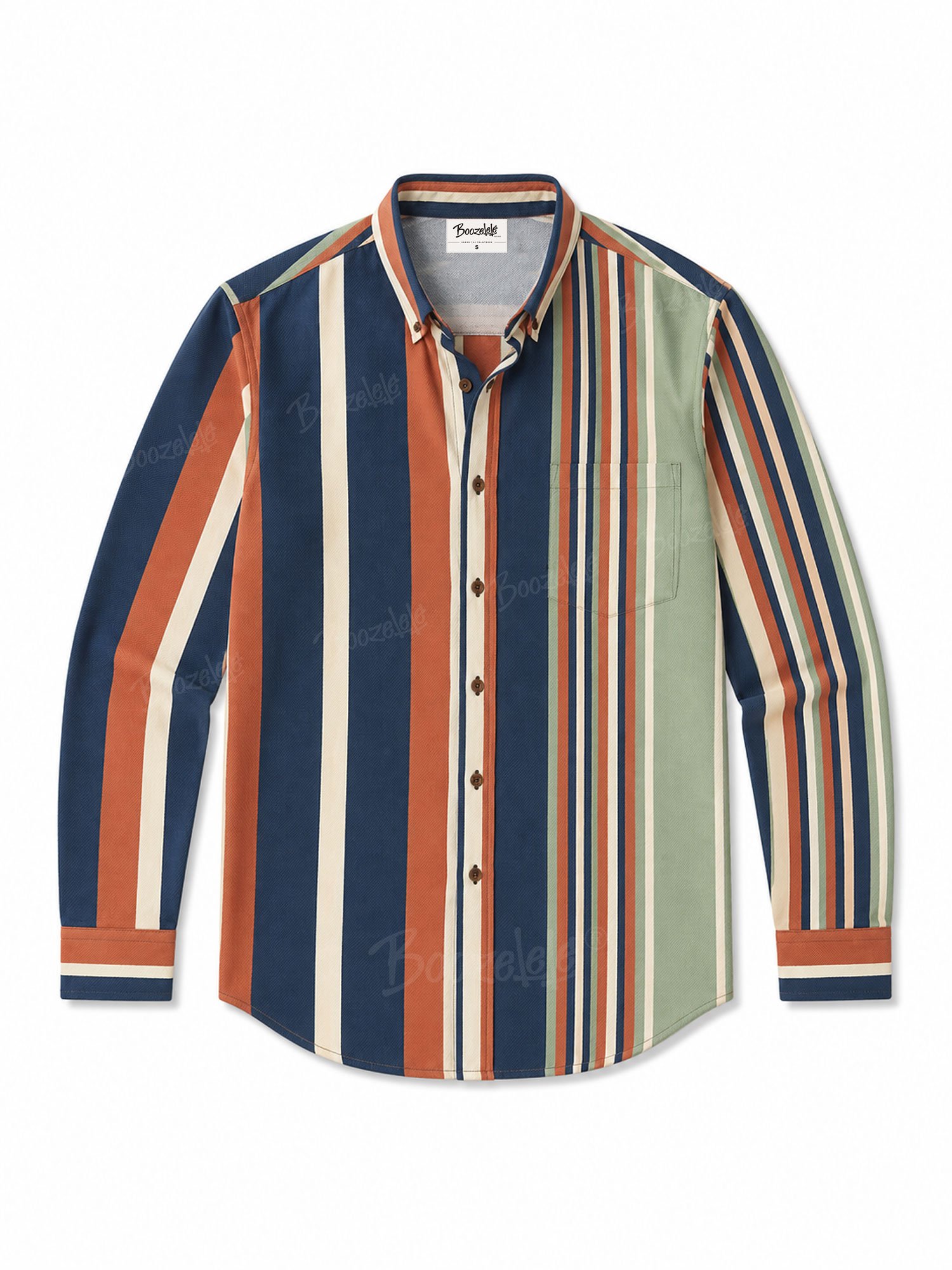 Vintage Road-Trip Heritage &mdash; Elegant Canyon Sunset Palette Contrast Cuffs Fluid Soft Breathable Unfiltered Bohemian Silhouette Shirt-100% Cotton