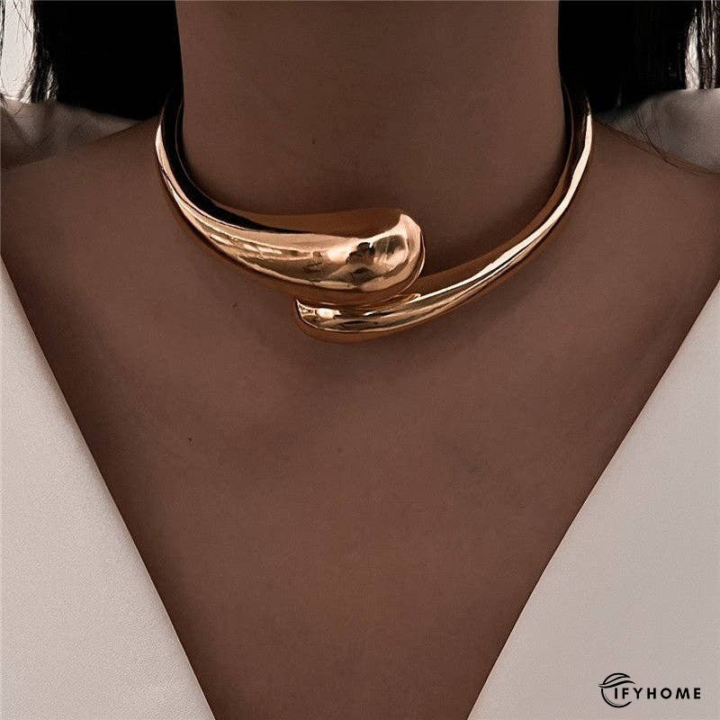 Minimalist Geometric Collar Necklace With Metal Buckle | IFYHOME