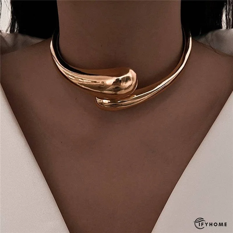 Minimalist Geometric Collar Necklace With Metal Buckle | IFYHOME