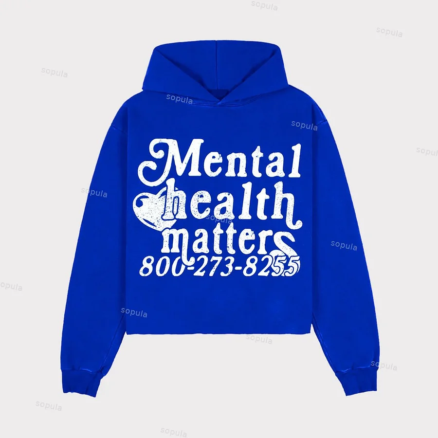Mental Health Matters Graphic Print Pullover Hoodie