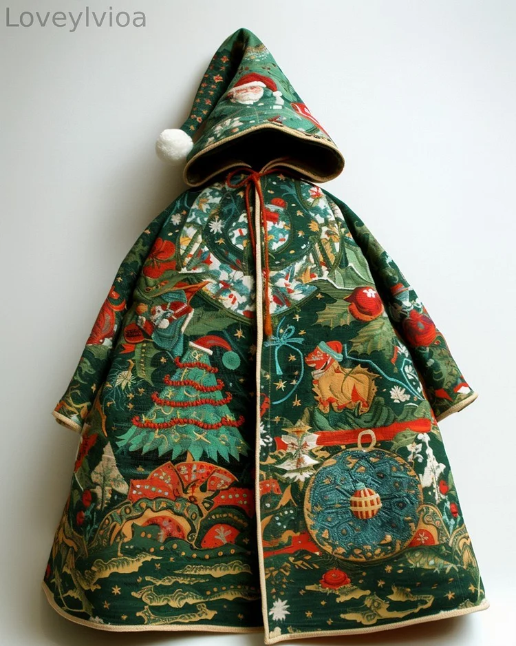 Women's Christmas Print Hooded Robe
