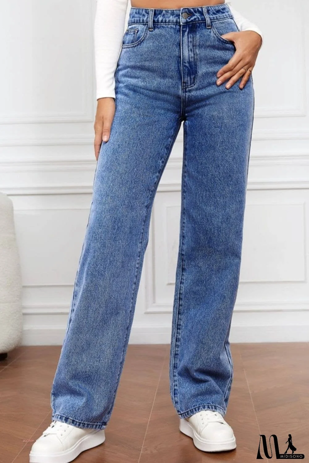 High Waist Straight Jeans - No Stretch