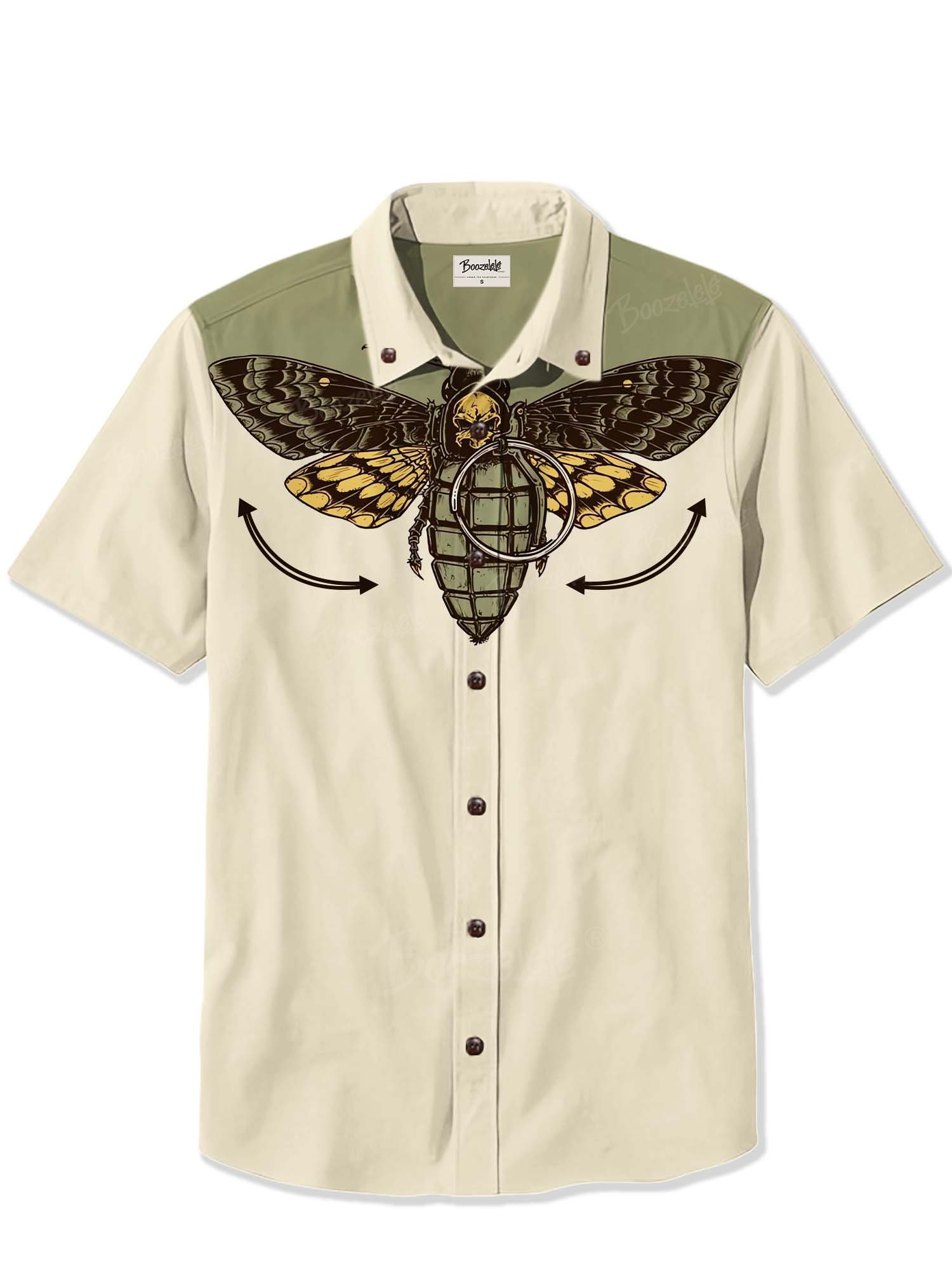 Halloween Grenade Death'S-Head Skull Moth - 100% Cotton Shirt