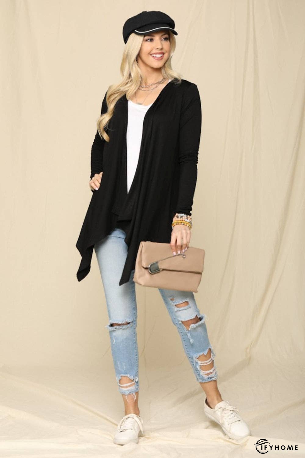 Celeste Full Size Open Front Knit Cardigan | IFYHOME