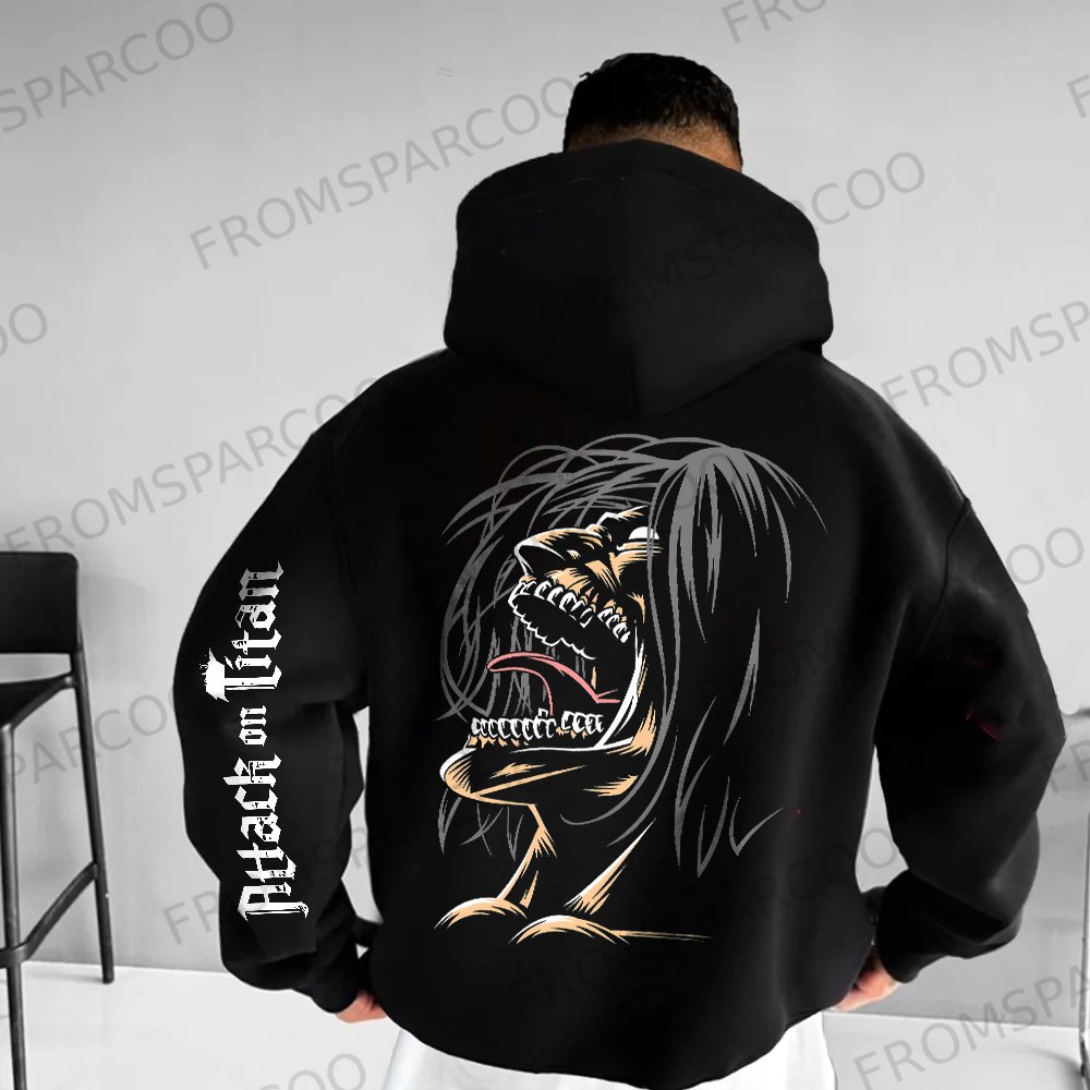Unisex Oversized Attack on Titan Anime Print Hoodie