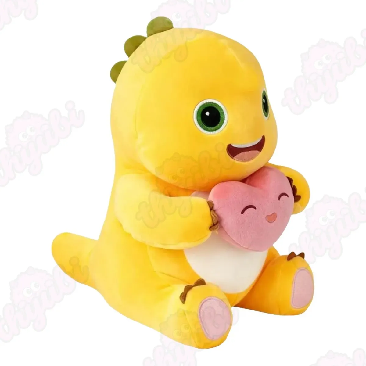 Soft Yellow 35cm Dinosaur Plush Doll with Love Heart Cute Dinosaur Stuffed Animal - thyubioffcial