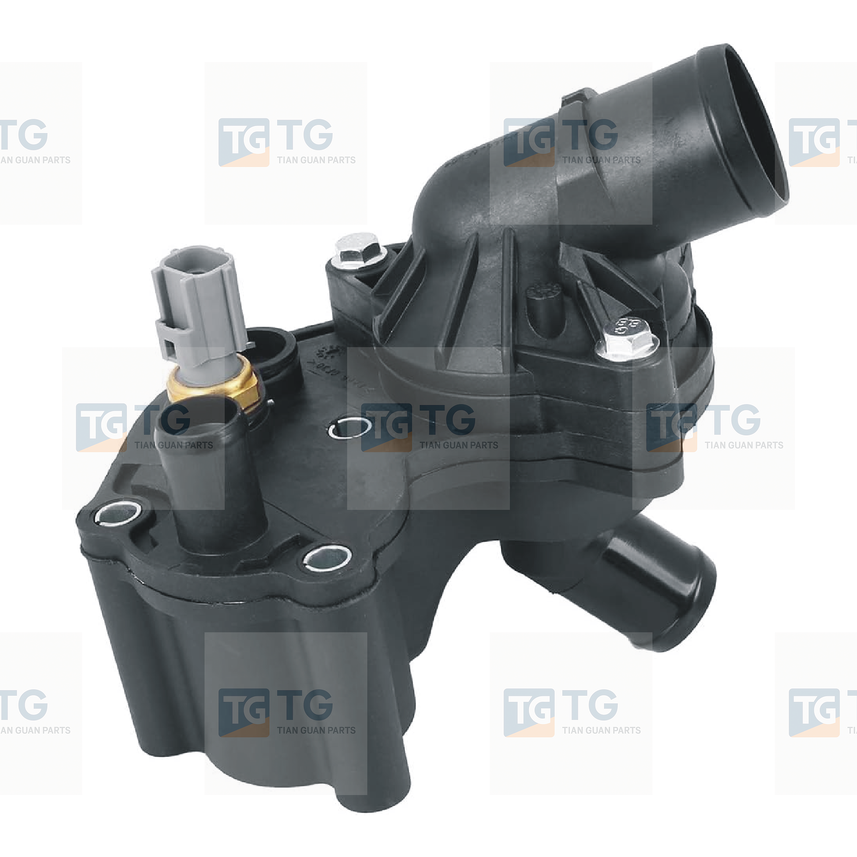 Thermostat Housing Assembly with Sensor 2L2Z8592AA  2L2E9K478BA Compatible with 2013-2020 Land Rover LR4 Range Rover Jaguar Velar Discovery 3.0L V6 Engine