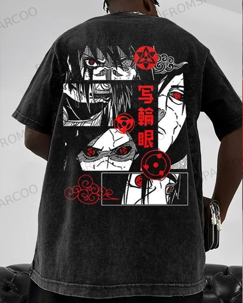 Oversized Casual Ninja Anime Print T-Shirt