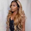 Hightlight Black Gradient Gold Long Hair Body Wave Wig