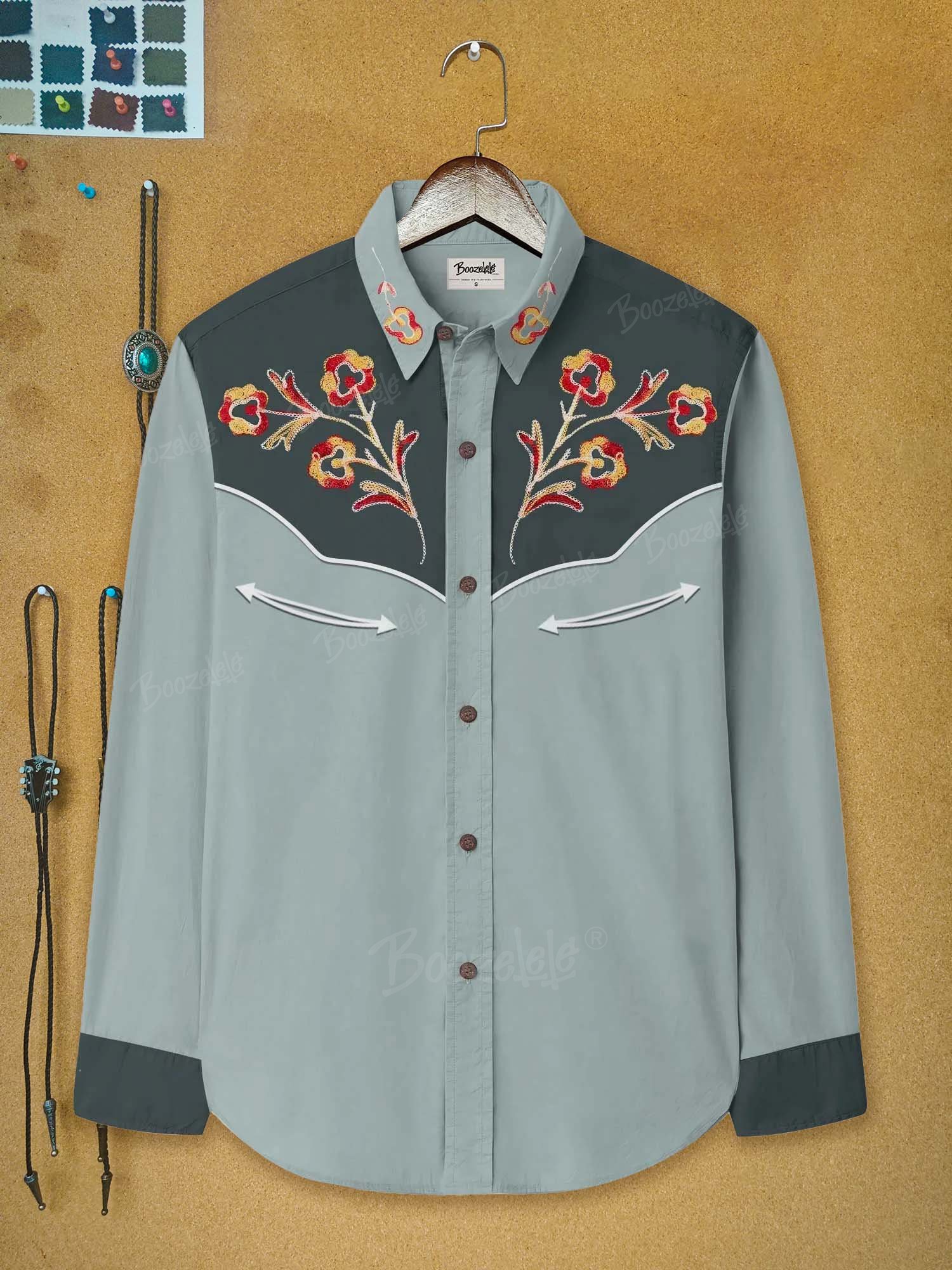 Classic Flower Cowboy - 100% Cotton Long Sleeves Shirt