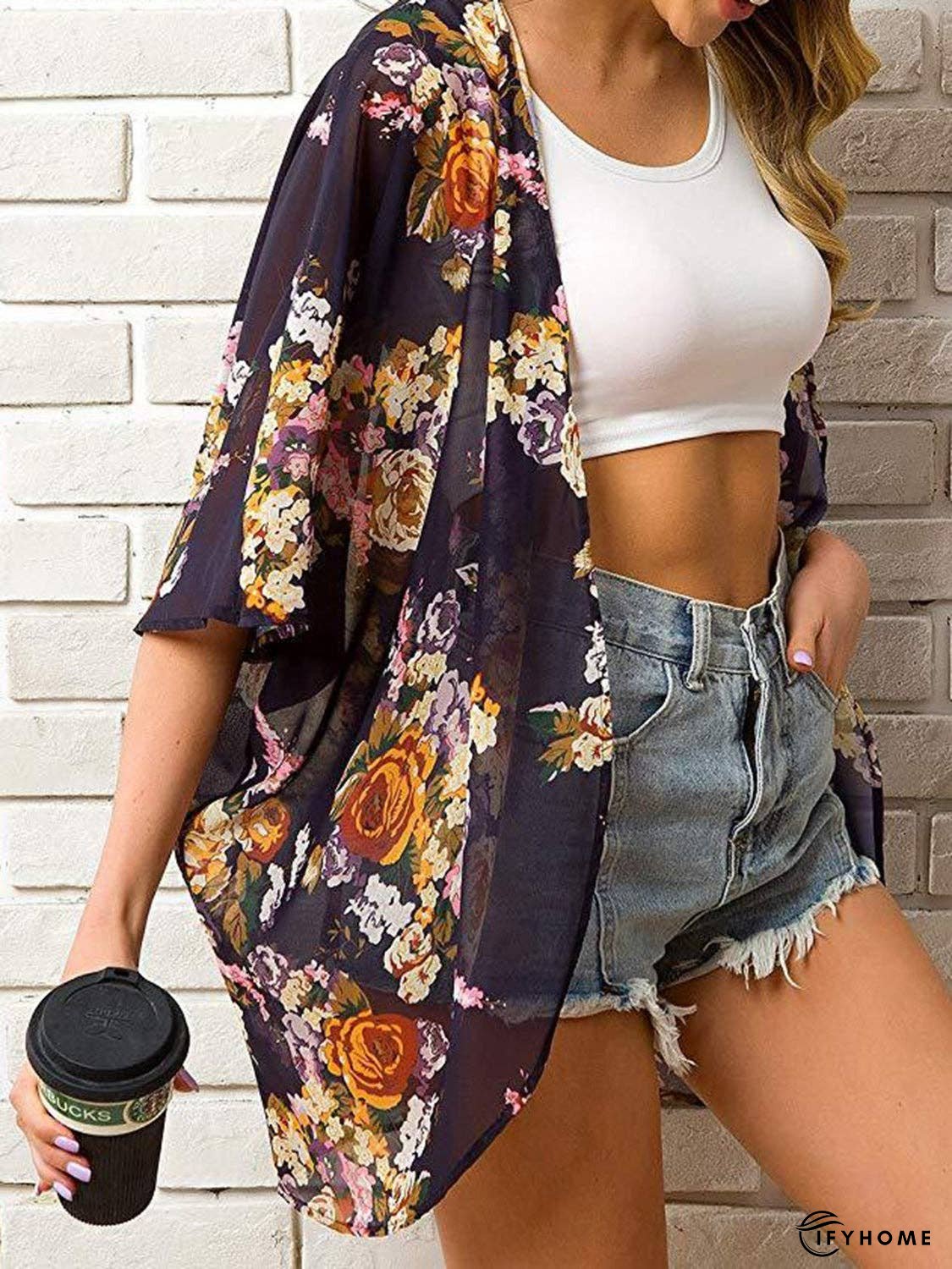 Open Front Half Sleeve Cover-Up | IFYHOME