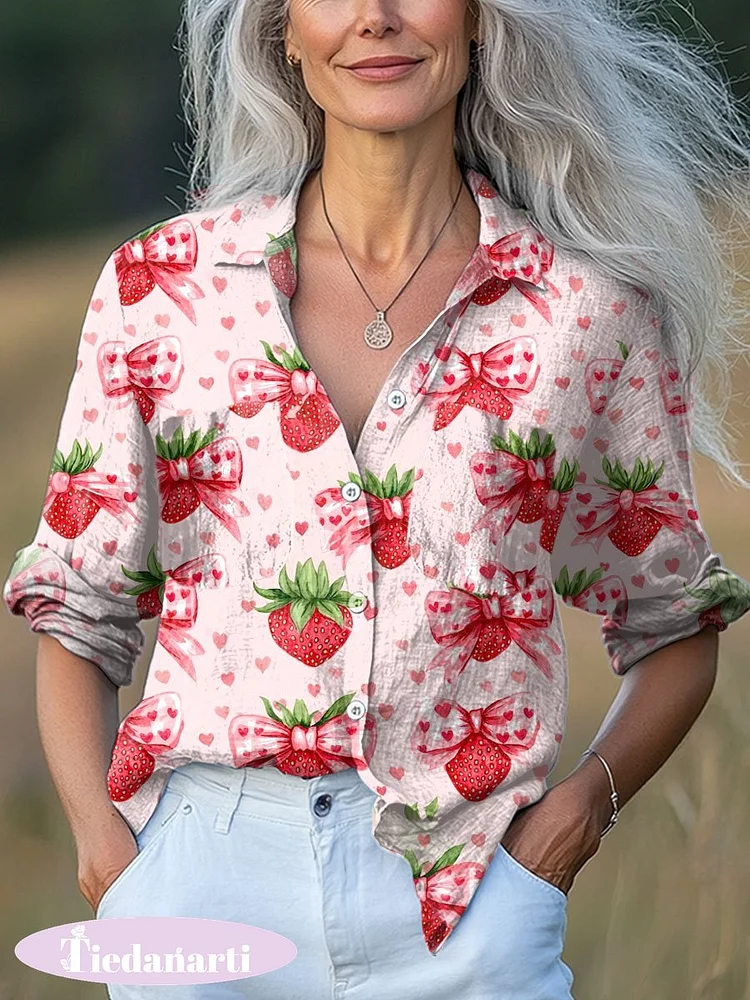 Women's  Valentine's Day Art Print Casual Long Sleeve Comfortable Cotton Shirt