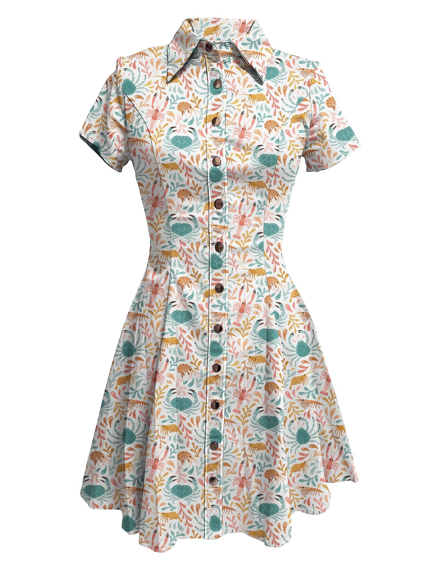 【Ester Bernaldo de Quir&oacute;s X Boozelele】Crabs And Lobsters - 100% Cotton Dress