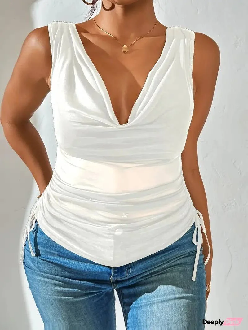 Women’s sexy V-neck sleeveless crop top