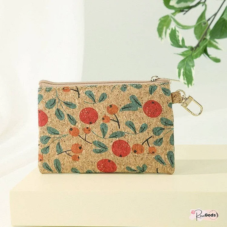 Square Multilayer Printed Cork Coin Purse