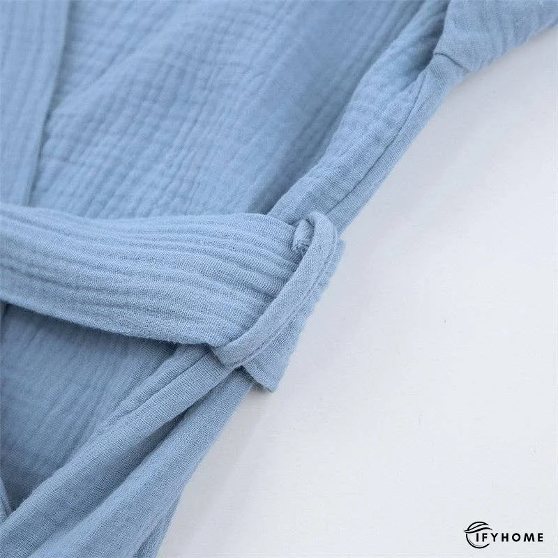 Short Double-Layer Gauze Robe | IFYHOME