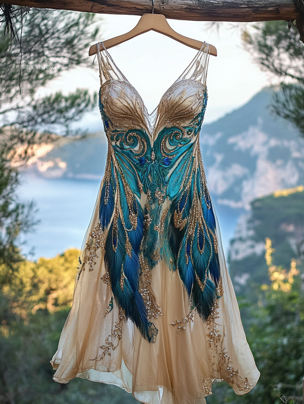 Summer Vintage Floral Beaded Dress 1a88