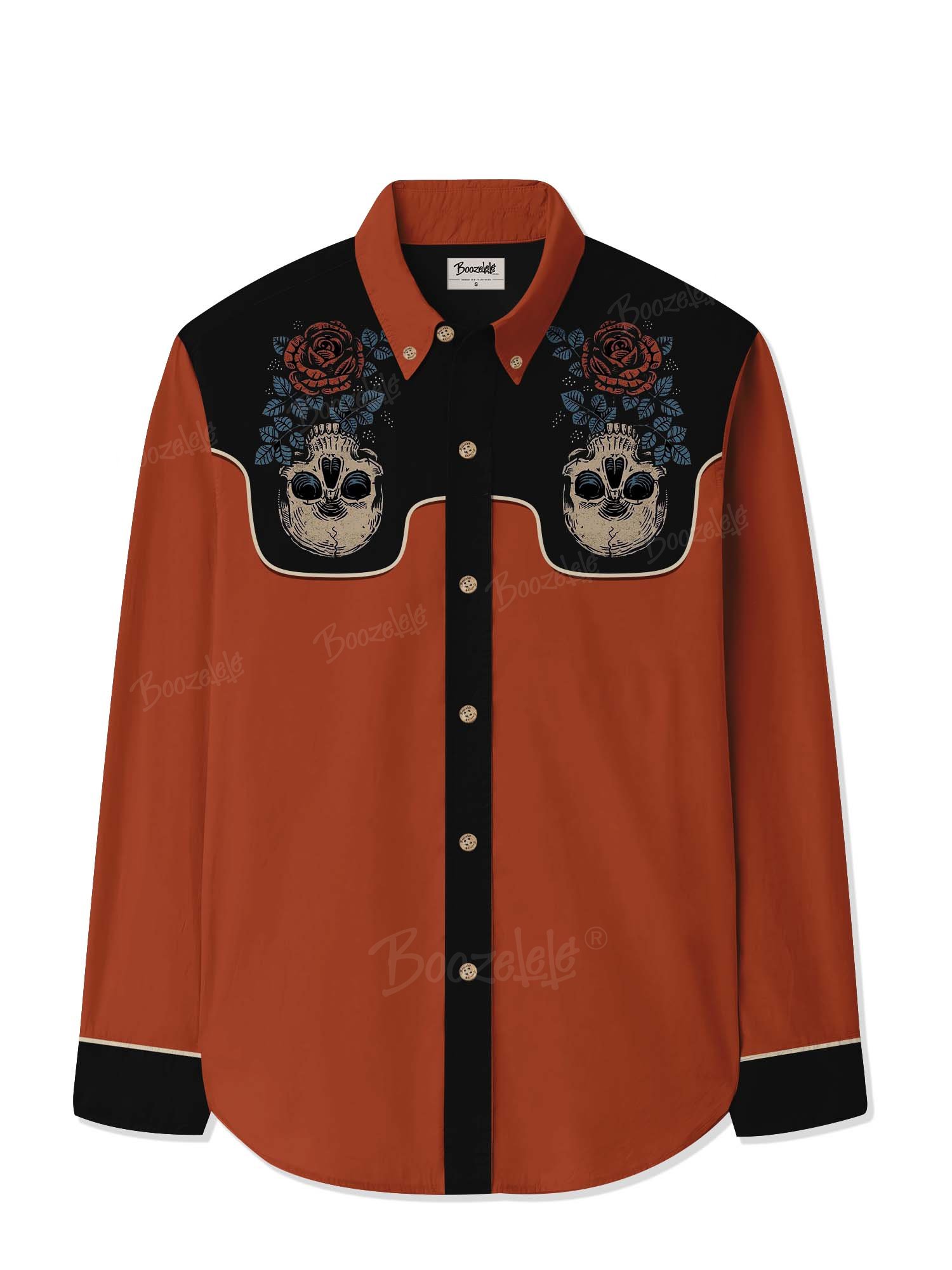 Halloween Skull Flowers - 100% Cotton Long Sleeves Shirt